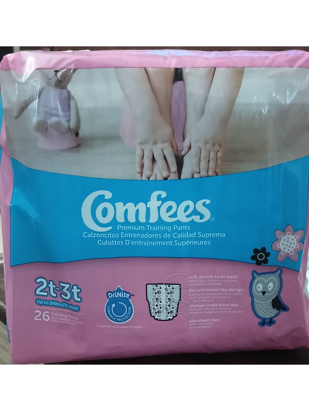 Comfees Girls Toddler Training Pants, 2T to 3T, Moderate Absorbency, Pack of 26